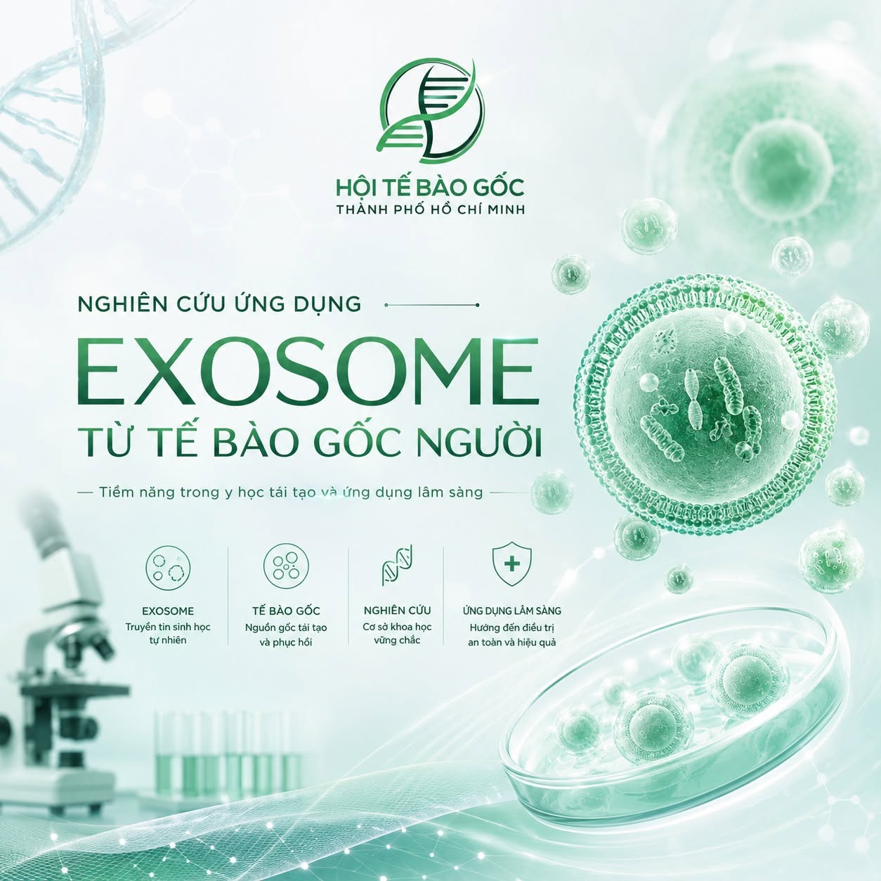 Poster nghiên cứu ứng dụng exosome từ tế bào gốc người của Hội Tế bào gốc TP.HCM